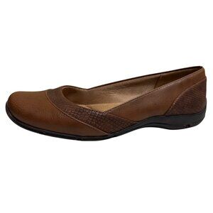 LifeStride Womens Deja Vu Flats Brown Tan Faux Leather Textured Comfort Size 7.5